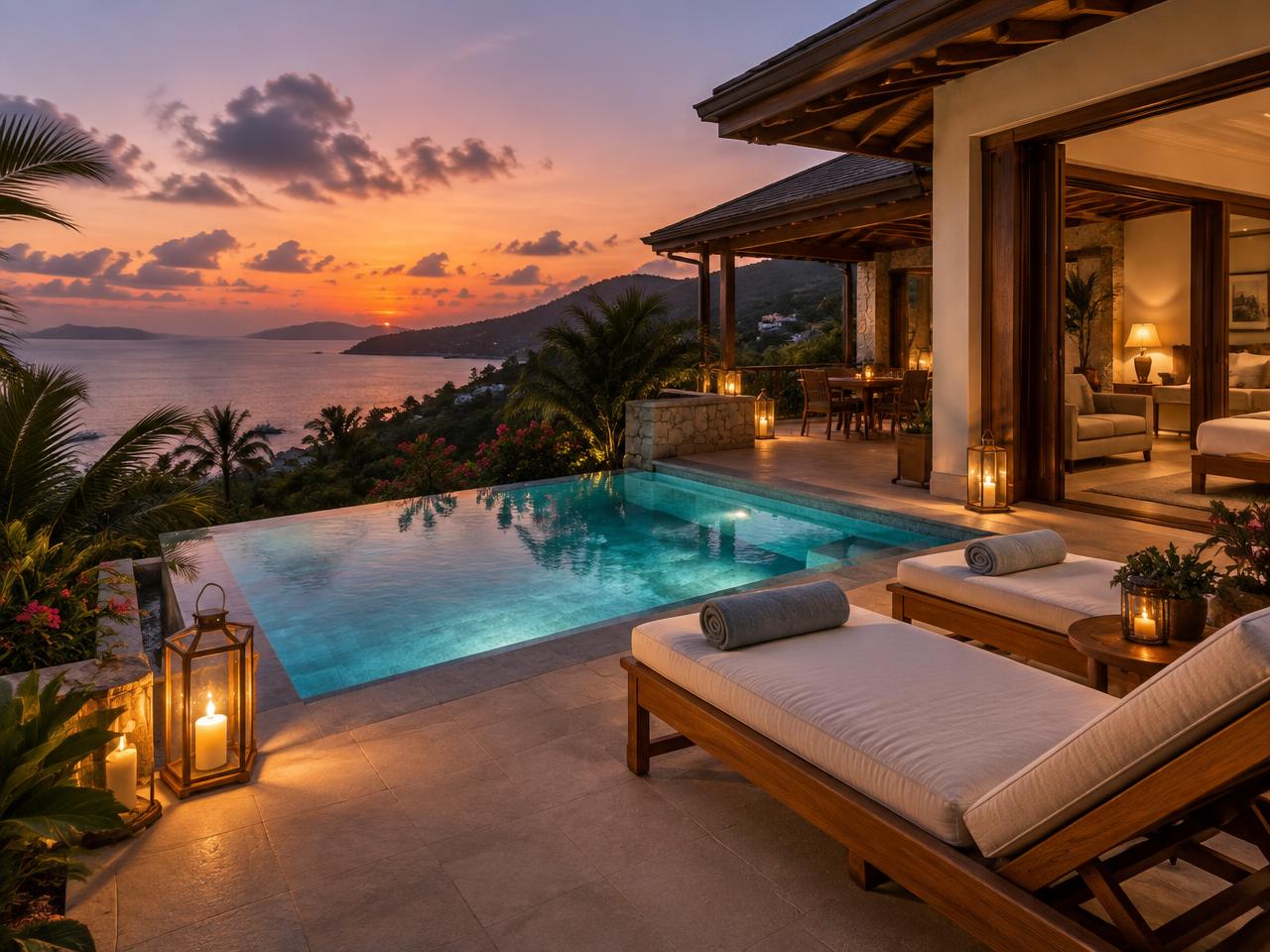 Private plunge pool above the bay